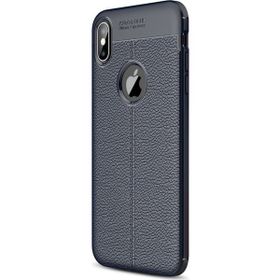 Microsonic Apple iPhone Xs Max Lacivert Deri Dokulu Silikon Kılıf