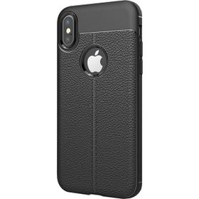 Microsonic Apple iPhone Xs Siyah Deri Dokulu Silikon Kılıf