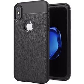 Microsonic Apple iPhone Xs Siyah Deri Dokulu Silikon Kılıf
