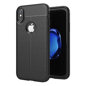 Microsonic Apple iPhone Xs Siyah Deri Dokulu Silikon Kılıf