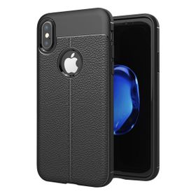 Microsonic Apple iPhone Xs Siyah Deri Dokulu Silikon Kılıf