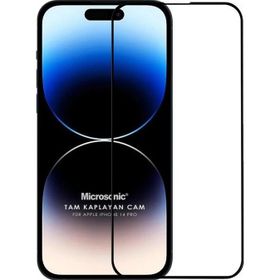 Microsonic Apple Uyumlu iPhone 14 Pro Tam Kaplayan Temperli Siyah Cam Ekran Koruyucu