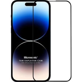 Microsonic Apple Uyumlu iPhone 14 Pro Tam Kaplayan Temperli Siyah Cam Ekran Koruyucu