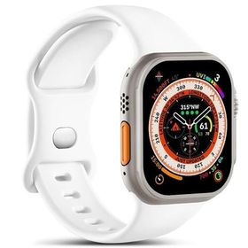 Microsonic Apple Watch SE 2022 44 mm Active Flex Wristband Beyaz Uyumlu Kordon