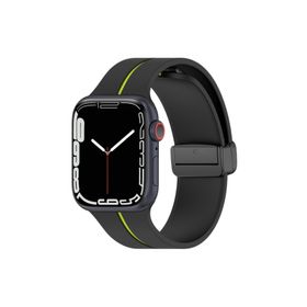 Microsonic Apple Watch SE 2022 Ribbon Line Siyah Yeşil 44 mm Kordon
