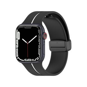 Microsonic Apple Watch SE 2022 Ribbon Line Turuncu Siyah 44 mm Kordon
