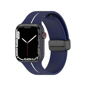 Microsonic Apple Watch SE 2022 Ribbon Line Turuncu Siyah 44 mm Kordon