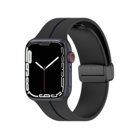 Microsonic Apple Watch SE 2022 Ribbon Line Turuncu Siyah 44 mm Kordon