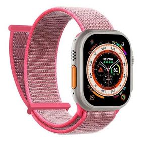 Microsonic Apple Watch SE 44 mm Hasırlı Woven Pembe Uyumlu Kordon