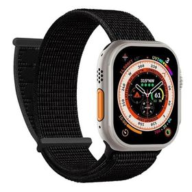 Microsonic Apple Watch SE 44 mm Hasırlı Woven Siyah Uyumlu Kordon