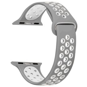 Microsonic Apple Watch SE 44 mm Rainbow Band Gri Beyaz Uyumlu Kordon