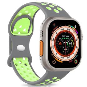 Microsonic Apple Watch SE 44 mm Rainbow Band Gri Yeşil Uyumlu Kordon