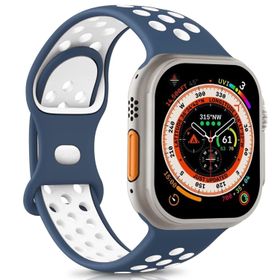 Microsonic Apple Watch SE 44 mm Rainbow Band Lacivert Beyaz Uyumlu Kordon