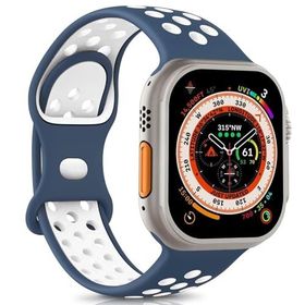 Microsonic Apple Watch SE 44 mm Rainbow Band Lacivert Beyaz Uyumlu Kordon