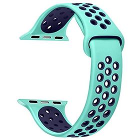 Microsonic Apple Watch SE 44 mm Rainbow Band Yeşil Lacivert Uyumlu Kordon