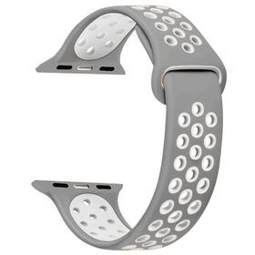 Microsonic Apple Watch SE 44 mm Rainbow Sport Band Gri Beyaz Kordon