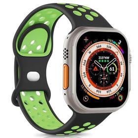 Microsonic Apple Watch Series 3 38 mm Rainbow Band Yeşil Siyah Uyumlu Kordon
