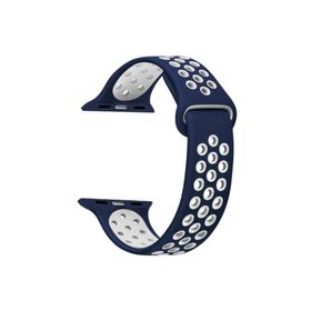 Microsonic Apple Watch Series 5 40 mm Lacivert Beyaz Rainbow Sport Band Kordon