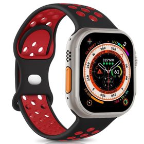 Microsonic Apple Watch Series 5 40 mm Rainbow Band Siyah Kırmızı Uyumlu Kordon