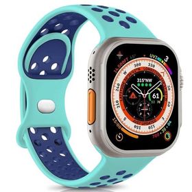 Microsonic Apple Watch Series 5 40 mm Rainbow Band Yeşil Lacivert Uyumlu Kordon