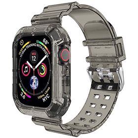 Microsonic Apple Watch Series 5 40 mm Transparent Clear Band Siyah Uyumlu Kordon