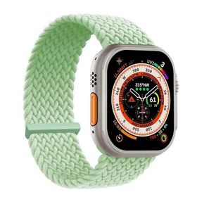 Microsonic Apple Watch Series 5 44 mm Braided Solo Loop Band Açık Yeşil 127 mm Small Kordon