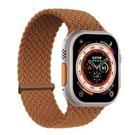 Microsonic Apple Watch Series 5 44 mm Braided Solo Loop Band Kahverengi 127 mm Small Kordon