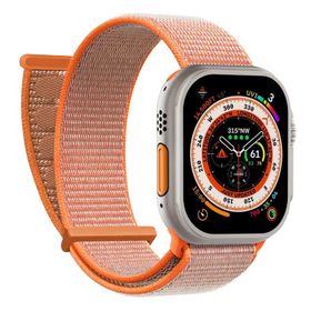 Microsonic Apple Watch Series 5 44 mm Hasırlı Woven Turuncu Uyumlu Kordon