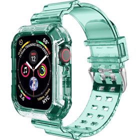 Microsonic Apple Watch Series 6 40 mm Transparent Clear Band Yeşil Kordon