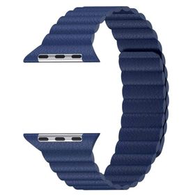Microsonic Apple Watch Series 6 40 mm Twist Leather Loop için Lacivert Kordon