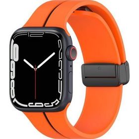 Microsonic Apple Watch Series 6 44 mm Ribbon Line Turuncu Siyah Kordon