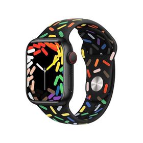 Microsonic Apple Watch Series 6 44 mm Silikon V2 Pride Edition Siyah Kordon