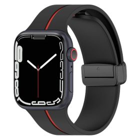 Microsonic Apple Watch Series 6 44 mm Siyah Kırmızı Ribbon Line Kordon
