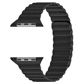 Microsonic Apple Watch Series 6 44 mm Twist Leather Loop için Siyah Kordon