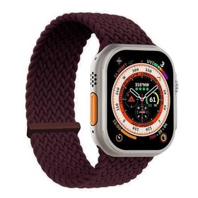 Microsonic Apple Watch Series 7 41 mm Braided Solo Loop Band Koyu Bordo Kordon