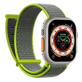 Microsonic Apple Watch Series 7 41 mm Hasırlı Woven Spor İlmik Koyu Yeşil Uyumlu Kordon