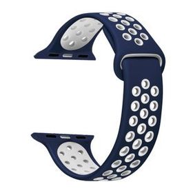 Microsonic Apple Watch Series 7 41 mm Lacivert Beyaz Rainbow Sport Band Kordon
