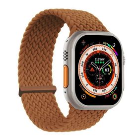 Microsonic Apple Watch Series 7 41 mm Leather Link Band Kahverengi Uyumlu Kordon
