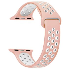 Microsonic Apple Watch Series 7 41 mm Pembe Beyaz Rainbow Sport Band Kordon