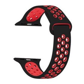 Microsonic Apple Watch Series 7 41 mm Siyah Kırmızı Rainbow Sport Band Kordon