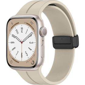 Microsonic Apple Watch Series 7 45 mm Bej Ribbon Line Kordon