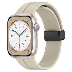 Microsonic Apple Watch Series 7 45 mm Bej Ribbon Line Kordon