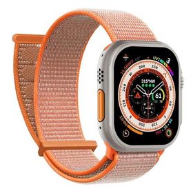 Microsonic Apple Watch Series 7 45 mm Hasırlı Woven Spor İlmik Turuncu Uyumlu Kordon