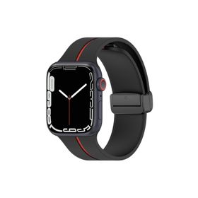 Microsonic Apple Watch Series 7 45 mm Kırmızı Siyah Ribbon Line Kordon