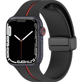 Microsonic Apple Watch Series 7 45 mm Kırmızı Siyah Ribbon Line Kordon