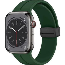Microsonic Apple Watch Series 7 45 mm Koyu Yeşil Ribbon Line Kordon