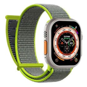 Microsonic Apple Watch Series 7 45 mm Koyu Yeşil Woven Sport Loop Hasırlı Kordon