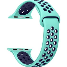 Microsonic Apple Watch Series 7 45 mm Rainbow Sport Band Yeşil Lacivert Kordon