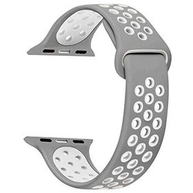 Microsonic Apple Watch Series 8 41 mm için Rainbow Sport Kayış Gri Beyaz