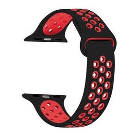 Microsonic Apple Watch Series 8 41 mm Siyah Kırmızı Rainbow Sport Band Kordon